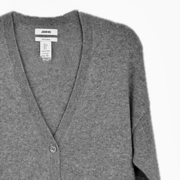 Jason Wu Women's 100% Cashmere Cardigan Sweater Top w Pockets Gray Size S NEW - Picture 9 of 11